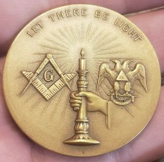 Rare 1969 Bronze Masonic Aasr 33rd Degree Supreme Council Medallic Art Co Medal