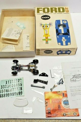 Vintage 1960s Cox Ford Gt 1:24 Slot Car Chassis & Box No Body