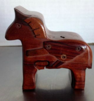 Carved Wood Horse Puzzle Box
