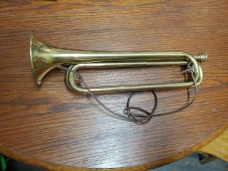 Vintage U.  S.  Military Regulation Brass Field Trumpet Bugle Bohemian