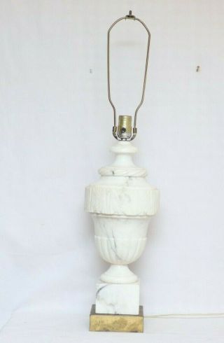 Vintage Neoclassical Italian White Alabaster Marble Urn Lamp 16 Lbs
