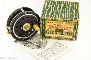 Vintage Pflueger Medalist 1494 Antique Fly Fishing Reel With Papers