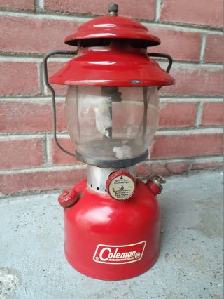 Vintage June 1969 Coleman 200a Lantern,  Red,  Single Mantle,  Pyrex Globe,  69