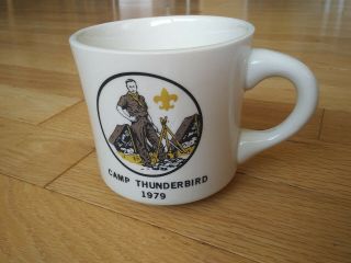 Vintage Boy Scout Of America Coffee Cup Mug Camp Thunderbird 1979 2