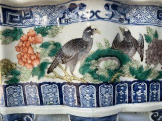 Very Large Antique Chinese Porcelain Planter With Black Birds Qing Period 2