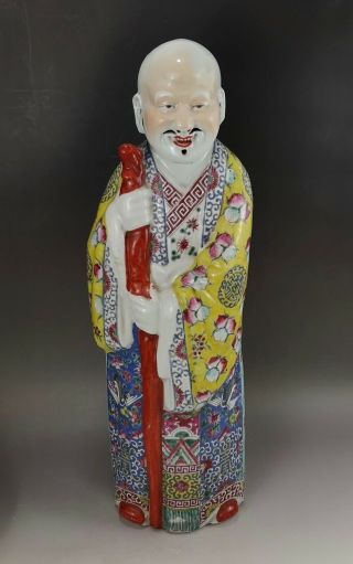 A Large/fine Chinese Early 20c Famille Rose Marked " Shouxing " Statue - Republic
