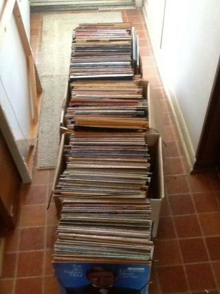 Vintage Mid Century Record Cabinet and about 400 - 500 LP Vinyl albums 2