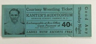 Vintage 1936 Wrestling Full Ticket Kanter 