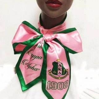 Alpha Kappa Alpha Pink And Green Stole / Bow Tie Ribbon