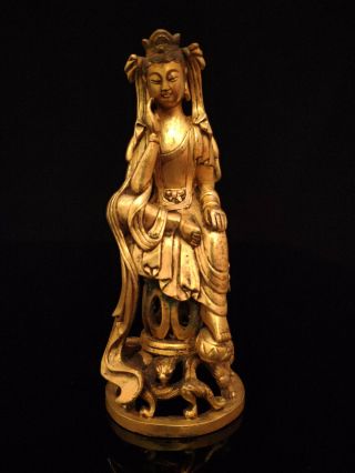 A Rare Chinese Antique Liao Dynasty Gilt Bronze Seated Pensive Bodhisattva