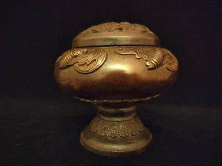 A Rare Chinese Antique Qing Dynasty Bronze Incense Burner Censer With Mark