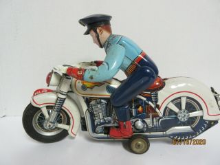 Modern Vintage Toys Japan Tin Litho Police Motorcycle 3