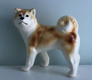 Akita Inu Faience Figurine,  Handmade,  Dog Figurine