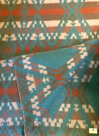 Vintage Portland Woolen Mill Blanket 67 X 91 Aztec Wool Pendleton Style Usa