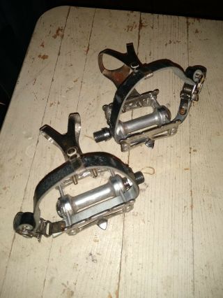 Vintage Campagnolo Record Pista Pedals And Christophe Toe Clips