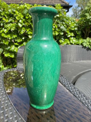 A Large 19th Century Chinese Apple Green Glazed Vase
