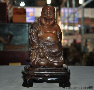 9 " Natural Shoushan Stone Carved Prayer Beads Happy Laugh Maitreya Buddha Statue