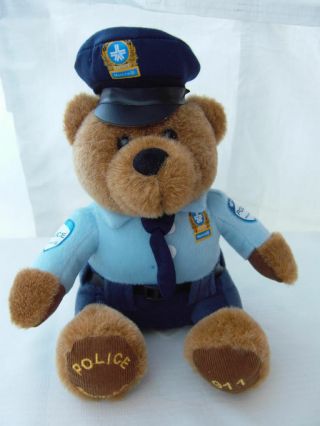 Montreal Quebec Canada 911 Police Bear Flik Mascot Plush Doll 10 " Rare