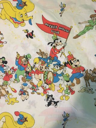 Mickey Mouse Club Flat Full Size Sheet Walt Disney Productions Wamsutta 1970 