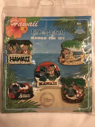 Disney Store Lilo And Stitch Hawaii Exclusive Pin Set