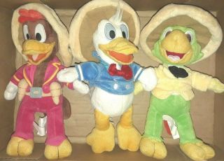 Disney Three (3) Caballeros Plush Donald,  Panchito,  Jose 