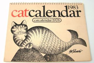 Vintage 1983 Kliban Calendar Black White Feline Pictures 11 X 8,  Spiral Bound