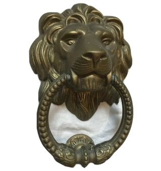Lion Head Door Knocker 9 " Vintage Heavy Duty Solid Brass Detailed Decorative