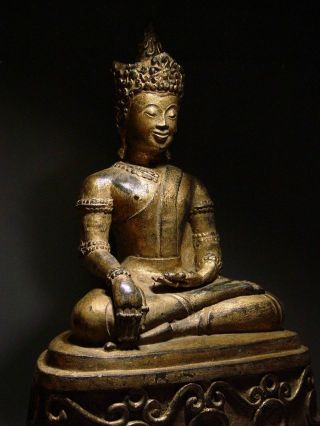 Antique Bronze Meditating Crowned 