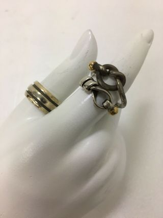 Auth Vintage Tiffany Co Sterling Silver 925 18k Knot Wide Band Ring 3pc Set