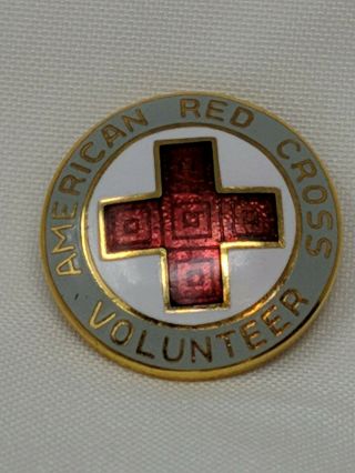 Vintage American Red Cross Arc Pin Volunteer Gray Bin 9/18