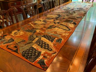 A Rare And Large Chinese Qing Dynasty Embroidered Folk Art Textile Panel.