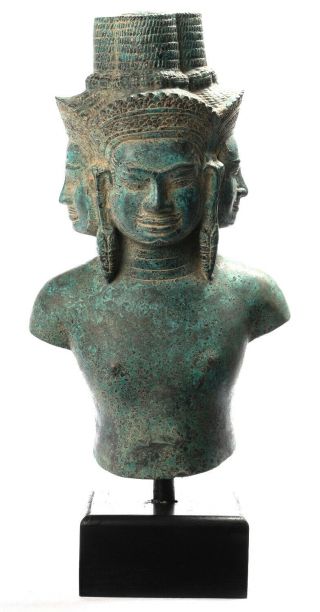 Brahma Statue - Antique Khmer Style Bronze Brahma - Hindu God Creation - 42cm/17 "