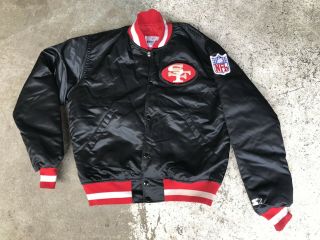Vintage Pro Line Starter San Francisco 49ers Jacket Black Satin Nfl Football Med