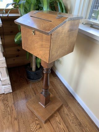 Antique Vintage Wooden Pedestal Letter Box
