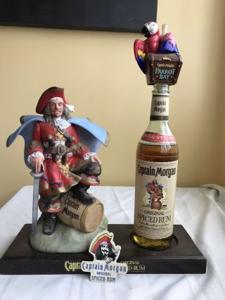 Vintage Captain Morgan Spiced Rum Statue Bar Display Bottle Holder Advertising