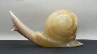 Vintage Italian Snail Sculpture Carved From Solid Piece Of Onyx