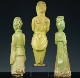 3 VERY RARE CHINESE STRAW GLAZED IMPERIAL ATTENDANT FIGURES SUI TANG DYNASTY 3