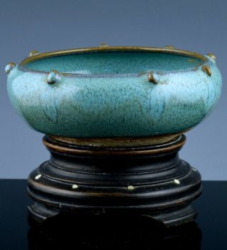 V.  Fine Chinese Blue Junyao Flambe Glaze Water Pot Censer Bowl Song Ming Dynasty