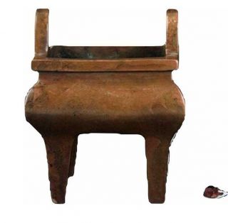 Chinese High Foot Double Ear Bronze Censer,  Ming Dynasty.