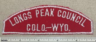 Vtg Longs Peak Council Boy Scout Red & White Strip Patch Colorado Wyoming Rws