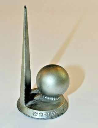 Vintage 1939 Ny Worlds Fair Trylon Perisphere Metal Sculpture Souvenir Silver