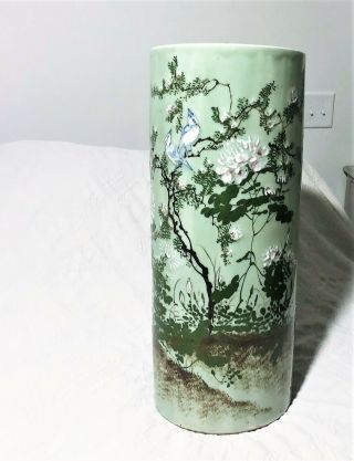 Antique 19thc Large Chinese Celadon Porcelain Umbrella Stand Pot Vase