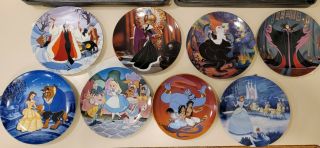 Disney Villains & Princess Knowles & Bradford Collector Plates Mixed Set Of 8