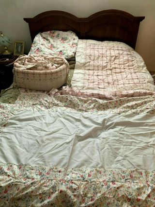 Vintage Sweet Pea Of Cali Pink Crib Set Skirt,  Comforter,  Fitted Sheet & Bumpers