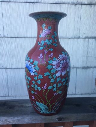 Chinese Oxblood Sang - De - Boeuf Oxblood Vase Flambe Glaze Antique 16 " 1/4 Inches