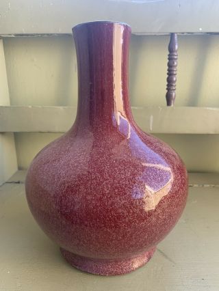 Antique Chinese Ox Blood Sang De Boeuf Flambe Vase Rotund Bottle 2