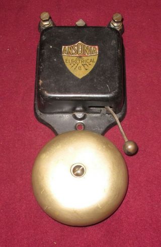 Large Ansonia Electrical Chime Bell Buzzer Alarm Vintage Door Bell 4 " Dia.
