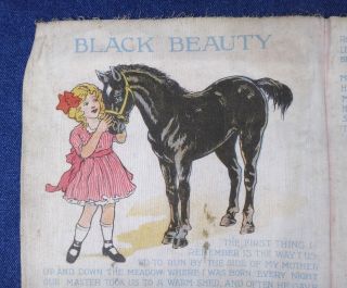 antique 1914 BLACK BEAUTY rag cloth childrens BOOK horse SAALFIELD MUSLIN 3