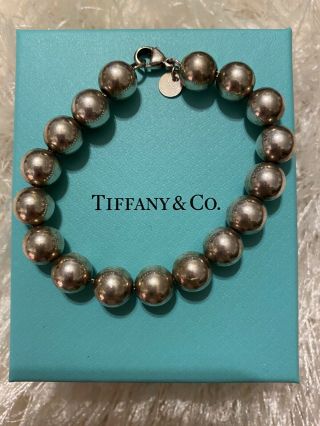 Authentic Vintage Tiffany & Co.  Sterling Silver 10mm Ball Bead Bracelet 6.  25”