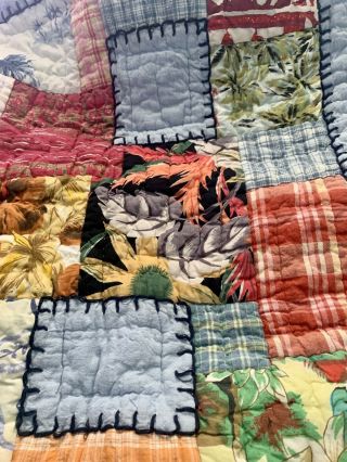Pottery Barn Patchwork F/q Multicolored Floral Quilt With Shams/vintage 98” 88”
